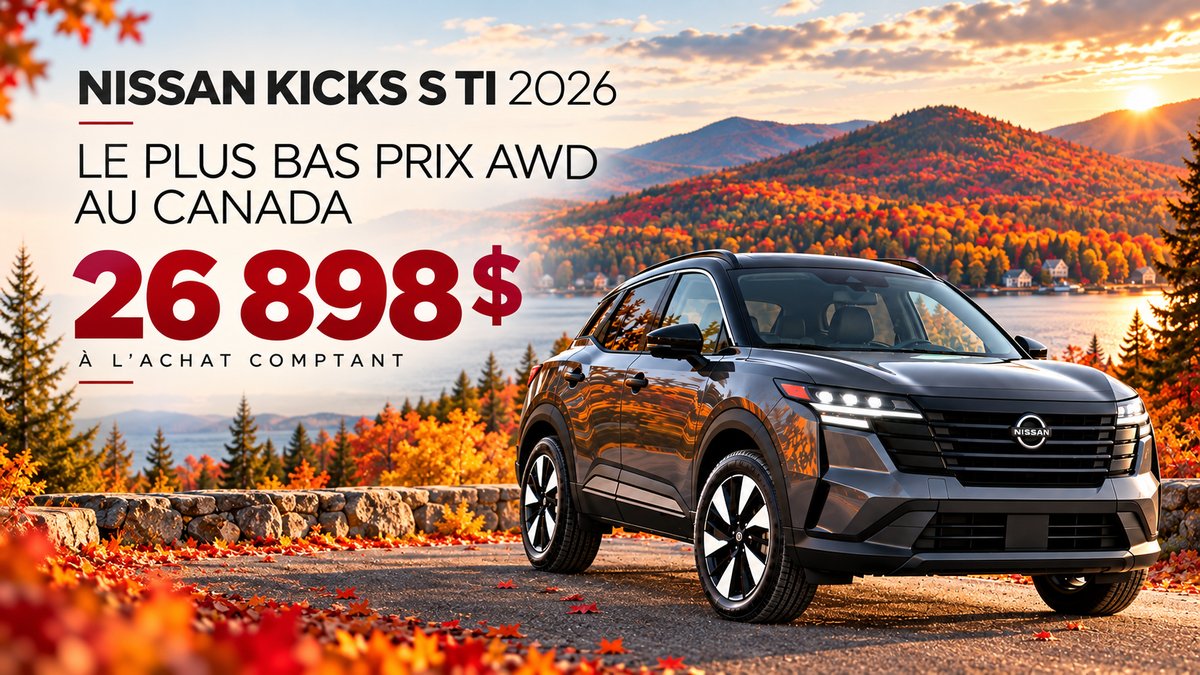 Nissan Kicks S TI 2026 : la traction intégrale à partir de 26 898 $